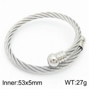 European and American minimalist fashion stainless steel bead accessory with adjustable opening silver bracelet - KB171000-QY