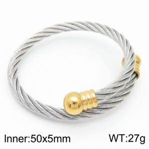 European and American minimalist fashion stainless steel twisted wire opening adjustable mixed color bracelet - KB171001-QY