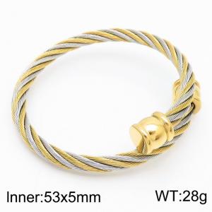 European and American minimalist fashion stainless steel twisted wire opening adjustable mixed color bracelet - KB171002-QY