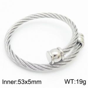 European and American minimalist fashion stainless steel twisted wire opening adjustable charm silver bracelet - KB171004-QY