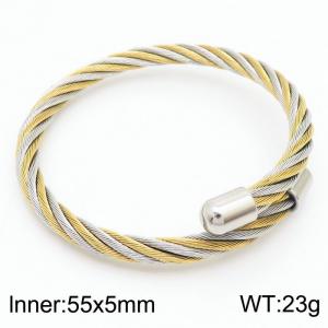 European and American minimalist fashion stainless steel twisted wire opening adjustable charm mixed color bracelet - KB171007-QY