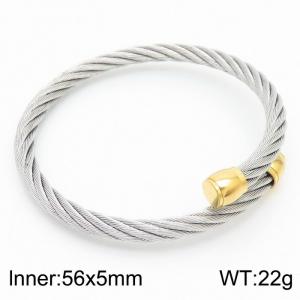 European and American minimalist fashion stainless steel twisted wire opening adjustable mixed color bracelet - KB171009-QY