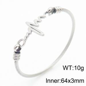 European and American fashion stainless steel electrocardiogram charm silver bracelet - KB171014-QY