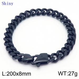 8mm vintage men's personalized cut edge polished Cuban bracelet bracelet - KB171089-Z