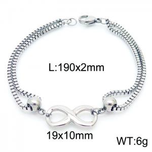 190mm Women Stainless Steel Box Chain Bracelet with Infinity Mark Charm - KB171171-Z