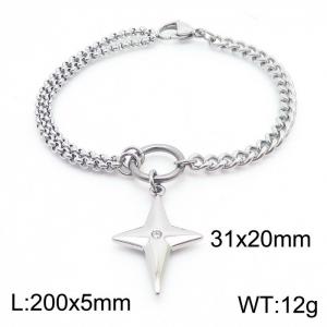 200mm Men Stainless Steel Double-Style Chains Bracelet with Ninja Dart Charm - KB171189-ZC