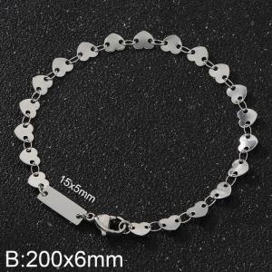 Heart shaped bracelet, women's stainless steel, silver color - KB171199-Z
