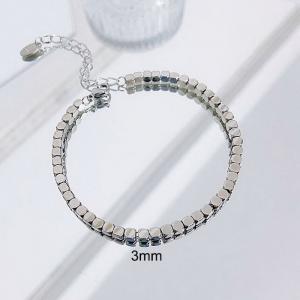 3mm Square Bead Chain Stainless Steel Bracelect Silver Color - KB171245-Z