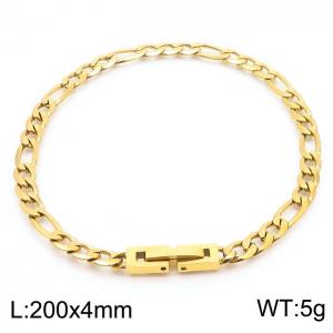 200x4mm Gold Color Daily Buckle Flat Chain Stainless Steel Bracelet, Unisex Party Jewelry - KB171262-Z