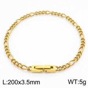 200x3.5mm Gold Color Simple Buckle Cuban Chain, Stainless Steel Bracelet, Unisex Party Jewelry - KB171282-Z