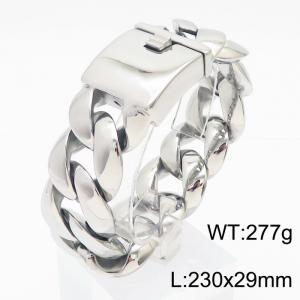 230x29mm Smooth Wide Cuban Chain Bracelet Stainless Steel  Silver color Charm Bracelet Men's Jewelry - KB179306-KJX