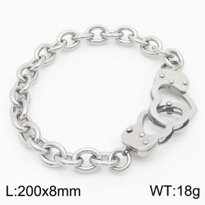 European and American fashion stainless steel 205×8mm O-chain handcuff buckle charm silver bracelet - KB179430-Z