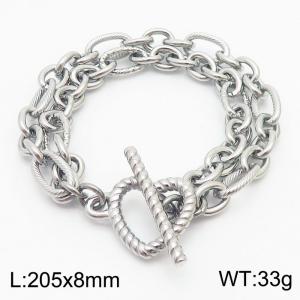 European and American Fashion Minimalist 205×8mm Mix and Match Chain Heart shaped 0T Button Charm Silver Bracelet - KB179449-Z