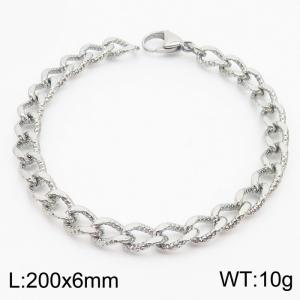 European and American Fashion Minimalist 200×6mm embossed chain lobster clasp jewelry silver  bracelet - KB179451-Z