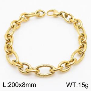 Fashion Gold 200 * 8mm O-shaped Chain Titanium Steel Bracelet - KB179461-Z