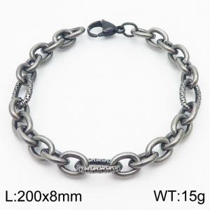 Japanese-korean style 8mm woven O-chain boiled black stainless steel men bracelet - KB179462-Z