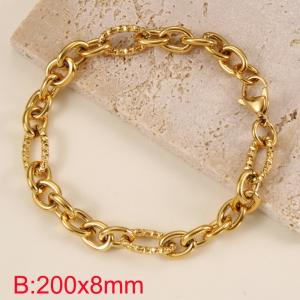 Japanese-korean wind 8mm woven O-chain vacuum plating gold stainless steel bracelet for men - KB179464-Z