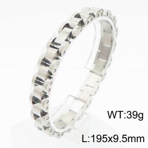 Punk Personalized Stainless Steel 195 × 9.5mm men's titanium steel silver bracelet - KB179514-KFC