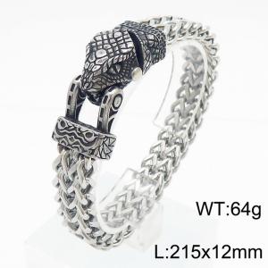 European and American fashion stainless steel 215mm × 12mm thick chain retro snake head buckle temperament silver bracelet - KB179515-MZOZ