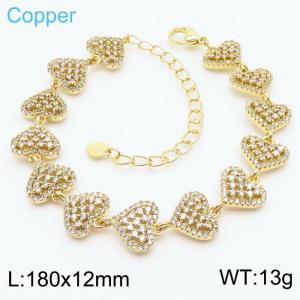 European and American fashion stainless steel studded with diamond heart-shaped temperament gold bracelet - KB179524-TJG
