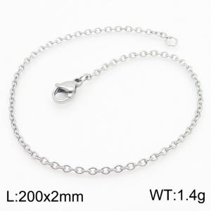 European and American fashion stainless steel 200×2mm O-chain lobster clasp charm silver bracelet - KB179529-Z