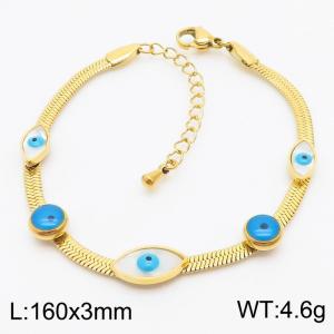 5mm Snake Chain with Blue Eye Charm Bracelet For Women Stainless Steel Bracelet Gold Color - KB179538-HM