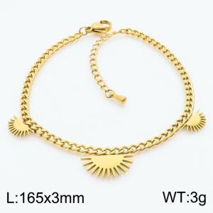 3mm Cuban Chain with Geometries Charm Bracelet For Women Stainless Steel Bracelet Gold Color - KB179539-HM
