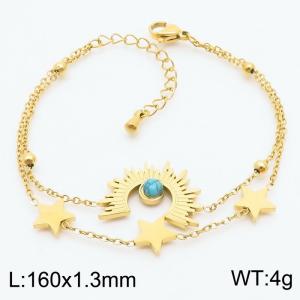 1.3mm Geometries Charm Double Layers Bracelet For Women Stainless Steel Star Bracelet Gold Color - KB179546-HM
