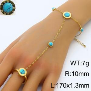 1.3mm Turkish Stone Charm Bracelet For Women Stainless Steel Bracelet Gold Color - KB179551-HM