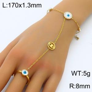 1.3mm Eyes Charm Bracelet For Women Stainless Steel Bracelet Gold Color - KB179552-HM