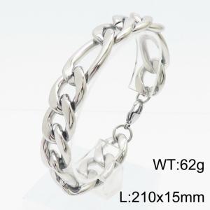 15mm 3-in-1 Figaro Bracelet Men Stainless Steel With Lobster Clasp Bracelet Silver Color - KB179559-KJ