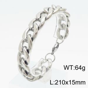 15mm Flat Cuban Chain Bracelet Men Stainless Steel With Lobster Clasp Bracelet Silver Color - KB179561-KJ