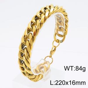 16mm Chain & Link Bracelet Men Stainless Steel With Lobster Clasp Bracelet Gold Color - KB179562-KJ