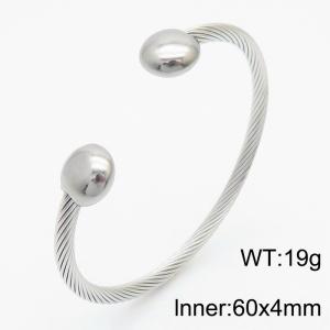 Japanese and Korean style steel wire color round bead open stainless steel men's bracele - KB179568-TSC