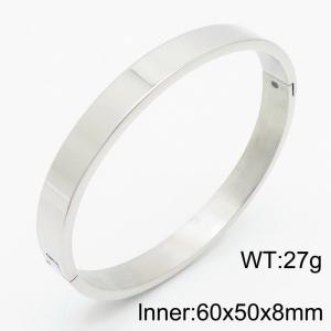 Neutral Wind 8mm elliptical steel glossy plain stainless steel buckle bracelet - KB179582-TSC