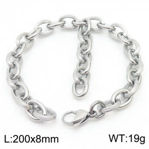 European and American Fashion 200×8mm separated by a different O-shaped splicing chain hanging tassel lobster clasp charm silver bracelet - KB179742-Z