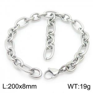 European and American Fashion 200×8mm 3：1 size O-shaped chain hanging tassel lobster clasp charm silver bracelet - KB179746-Z