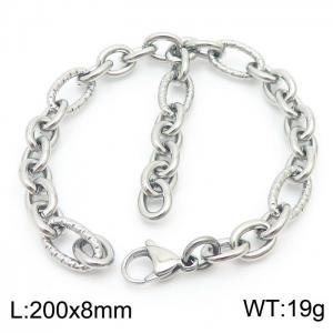 European and American Fashion 200×8mm size O-shaped splicing chain hanging tassel lobster clasp charm silver bracelet - KB179748-Z