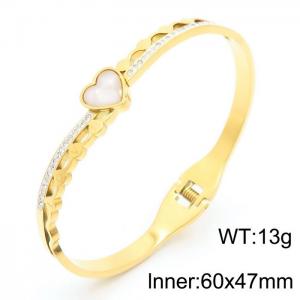 Hollow Diamond Heart Gold Opening Stainless Steel Bracelet - KB179789-SP