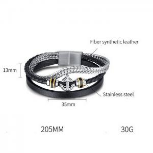 Personalized ship anchor leather bracelet trend titanium steel bracelet - KB179823-WGTY