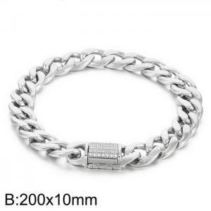 stainless steel figaro chain stone bracelet for men punk cubarn jewelry - KB179830-Z