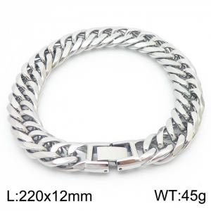 220x12mm Vintage Men's Charm Cuban Chain Fashion Stainless Steel Bracelet White Colour - KB179836-KFC