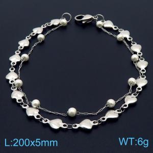 Silver Stainless Steel and Beaded Links Handmade Bracelet - KB179838-Z