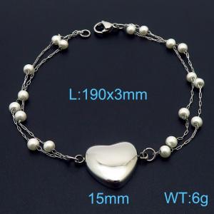 Silver Stainless Steel and Beaded Links Handmade  Bracelet with Love Charms - KB179842-Z