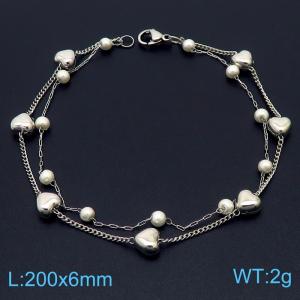 Silver Stainless Steel and Beaded Links Handmade  Bracelet - KB179843-Z