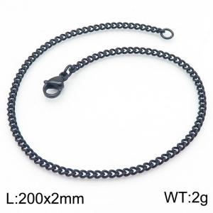 European and American stainless steel trend 200 × 2mm double-sided grinding chain lobster buckle fashion versatile black bracelet - KB179848-Z