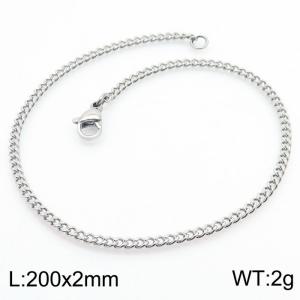 European and American stainless steel trend 200 × 2mm double-sided grinding chain lobster buckle fashion versatile silver bracelet - KB179849-Z