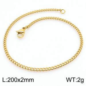 European and American stainless steel trend 200 × 2mm double-sided grinding chain lobster buckle fashion versatile silver bracelet - KB179850-Z