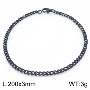 European and American stainless steel trend 200 × 3mm double-sided grinding chain lobster buckle fashion versatile black bracelet - KB179851-Z