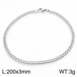 European and American stainless steel trend 200 × 3mm double-sided grinding chain lobster buckle fashion versatile silver bracelet - KB179852-Z